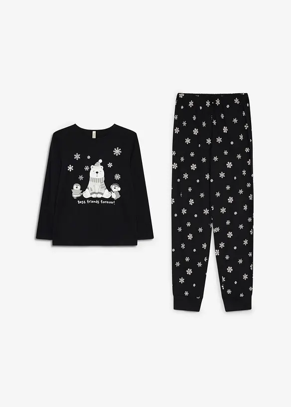 Pyjamas i bomull med sovmask, bonprix