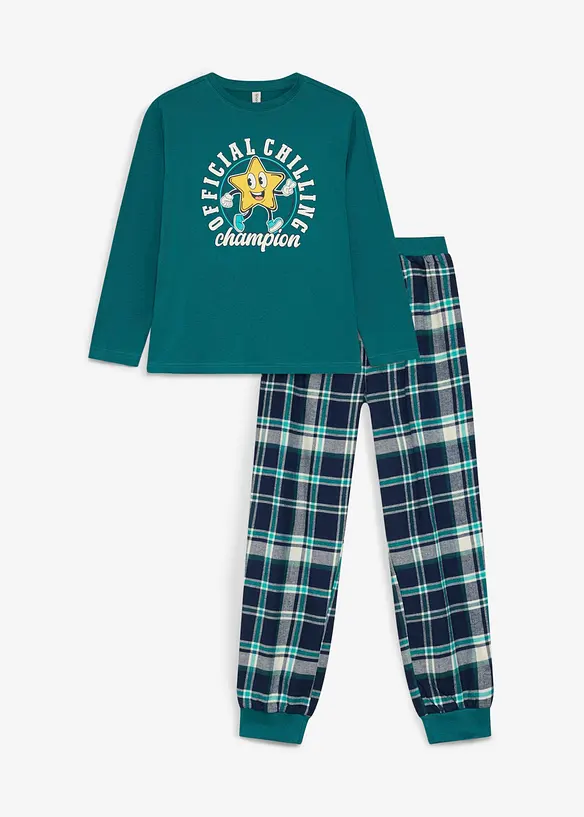 Barnpyjamas med flanellbyxa av mjuk bomull (2 delar), bonprix