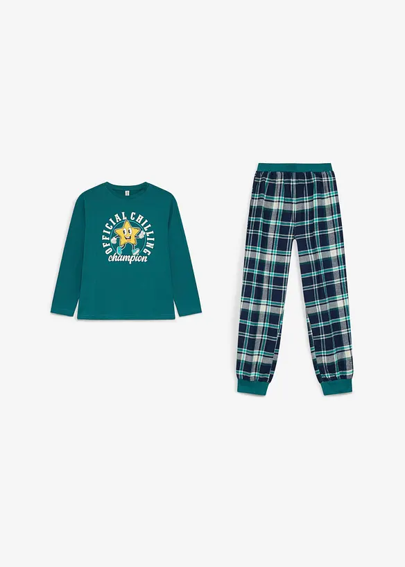 Barnpyjamas med flanellbyxa av mjuk bomull (2 delar), bonprix