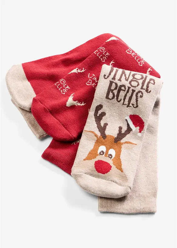 V&auml;rmande strumpor med julmotiv och insida i frott&eacute; (3-pack), bonprix