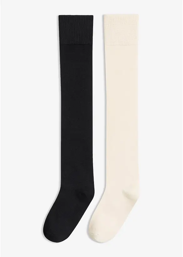 Overknee-strumpor med ekologisk bomull (2-pack), bonprix