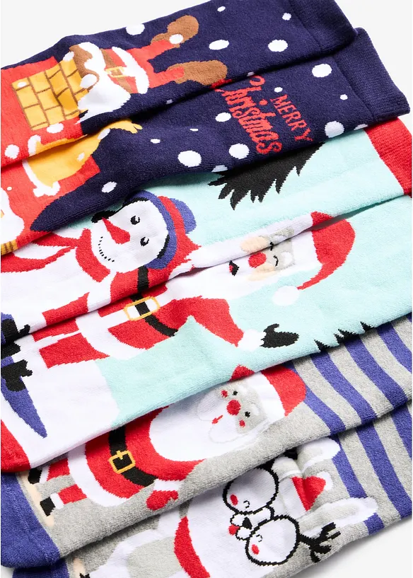 Strumpor med julmotiv och ekologisk bomull (3-pack), bonprix