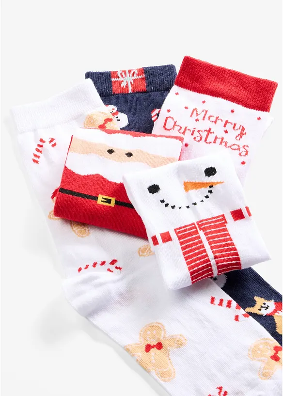 Strumpor med julmotiv och ekologisk bomull (5-pack), bonprix