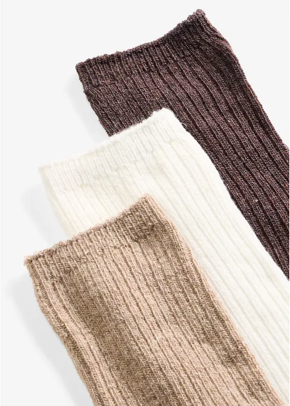 Ribbade strumpor av v&auml;rmande yllemix (3-pack), bonprix