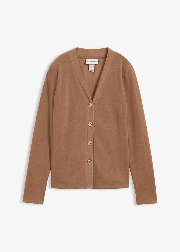 Cardigan i ribbstickad jersey, bonprix
