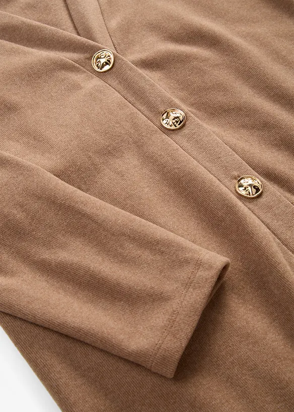 Cardigan i ribbstickad jersey, bonprix