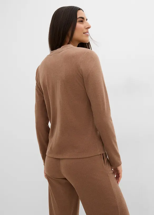 Cardigan i ribbstickad jersey, bonprix