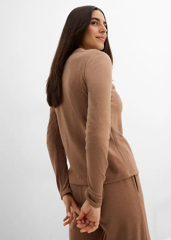 Cardigan i ribbstickad jersey, bonprix