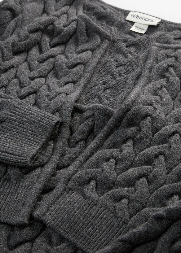 Stickad kl&auml;nning med p&aring;sydd cardigan, bonprix