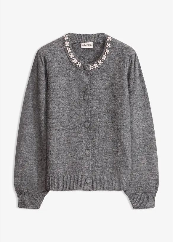 Cardigan med puff&auml;rmar, bonprix