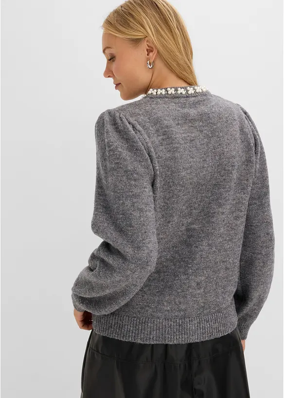 Cardigan med puff&auml;rmar, bonprix