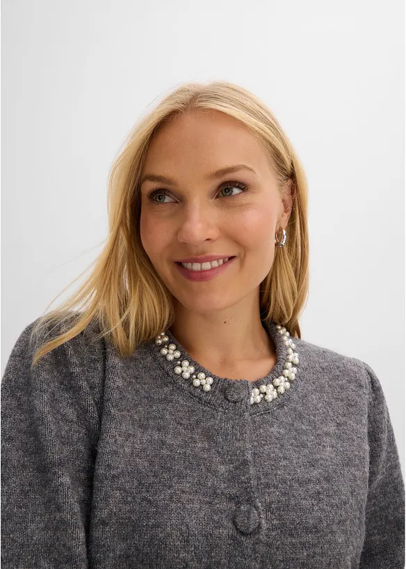 Cardigan med puff&auml;rmar, bonprix