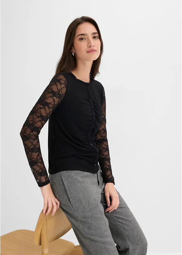 L&aring;ng&auml;rmad topp i insv&auml;ngd modell, bonprix