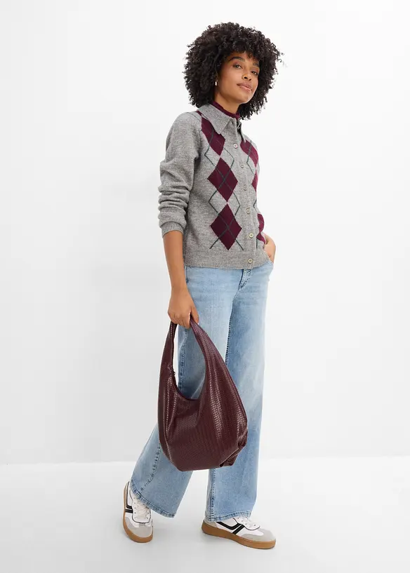 Cardigan med krage, bonprix