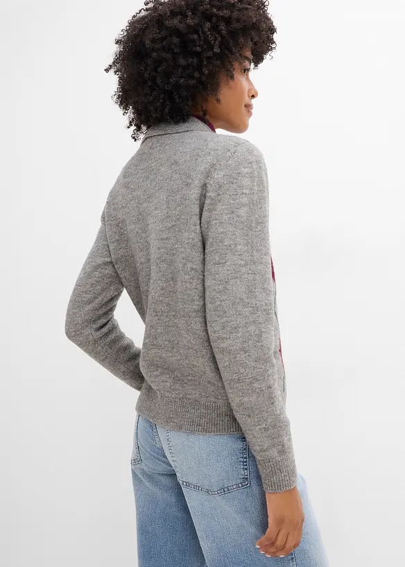 Cardigan med krage, bonprix