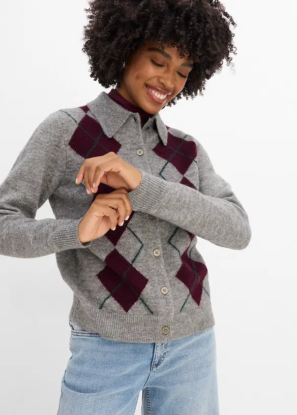 Cardigan med krage, bonprix