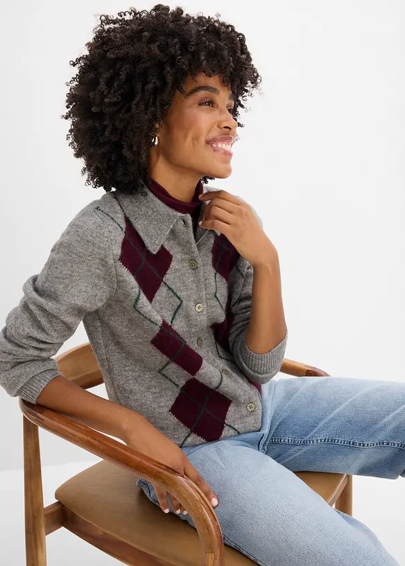 Cardigan med krage, bonprix