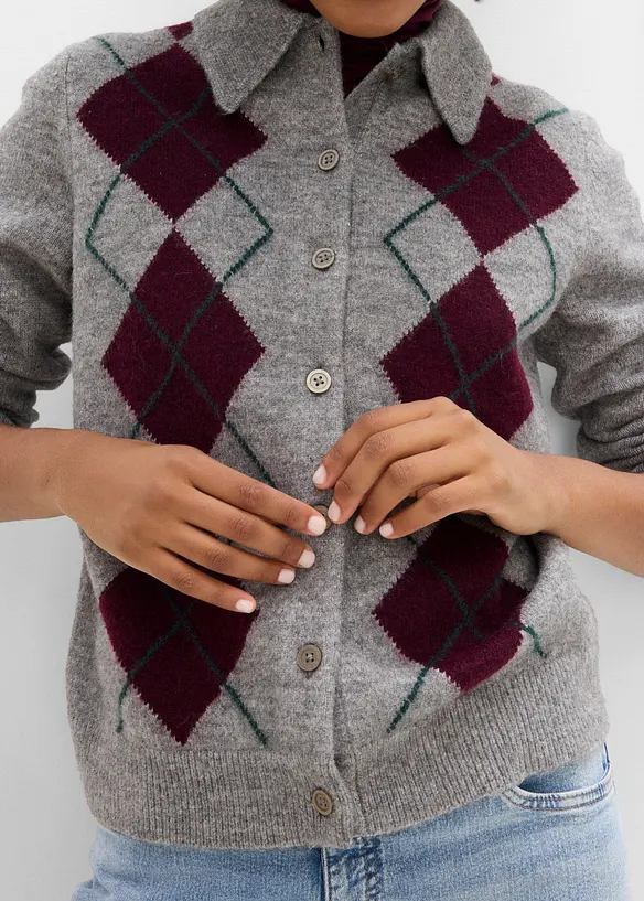 Cardigan med krage, bonprix