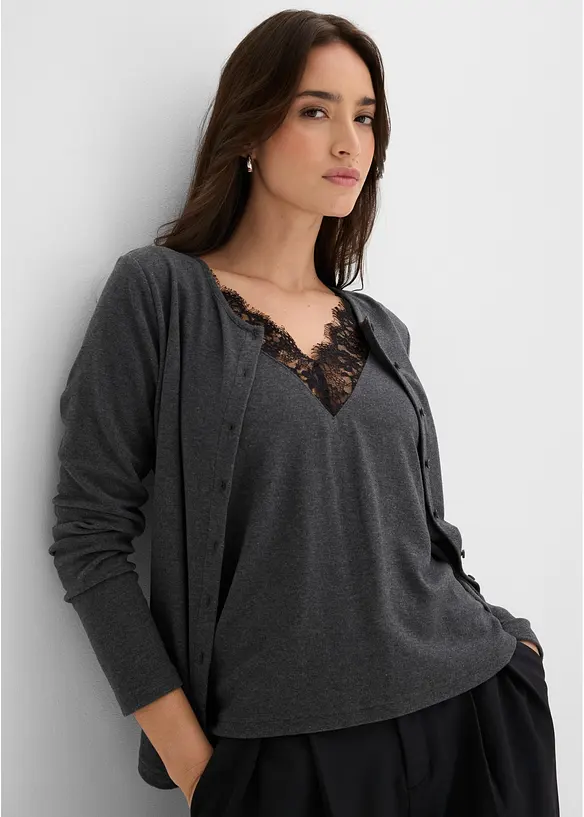 Topp i 2 i 1-modell med spets, bonprix