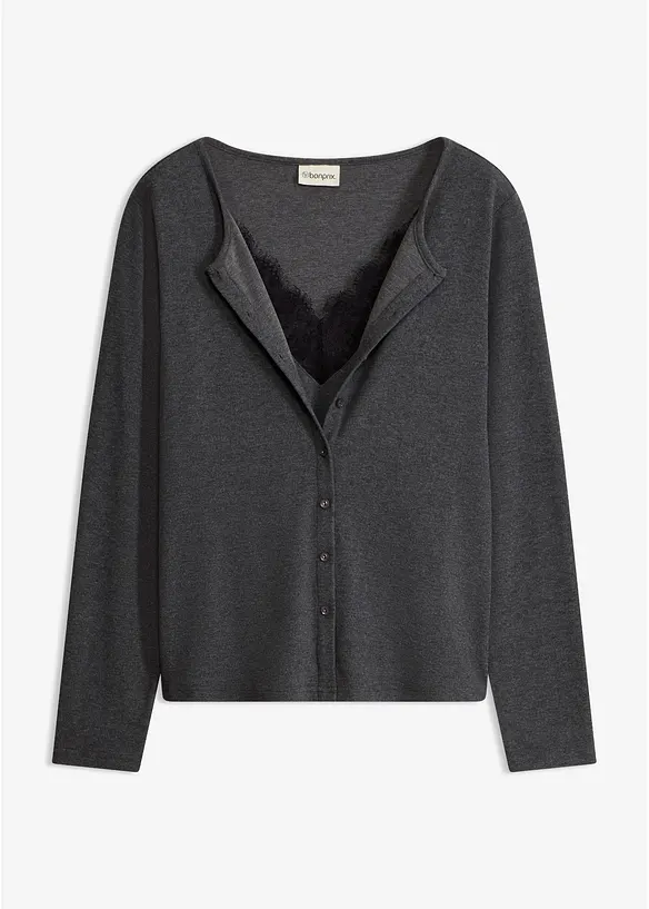 Topp i 2 i 1-modell med spets, bonprix