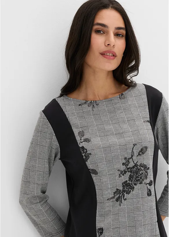 Jacquardtopp med broderi, bonprix