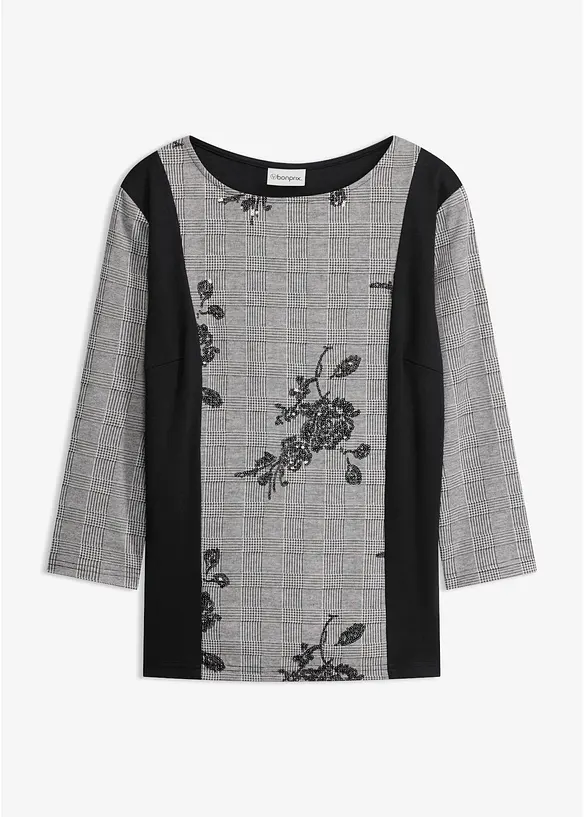 Jacquardtopp med broderi, bonprix