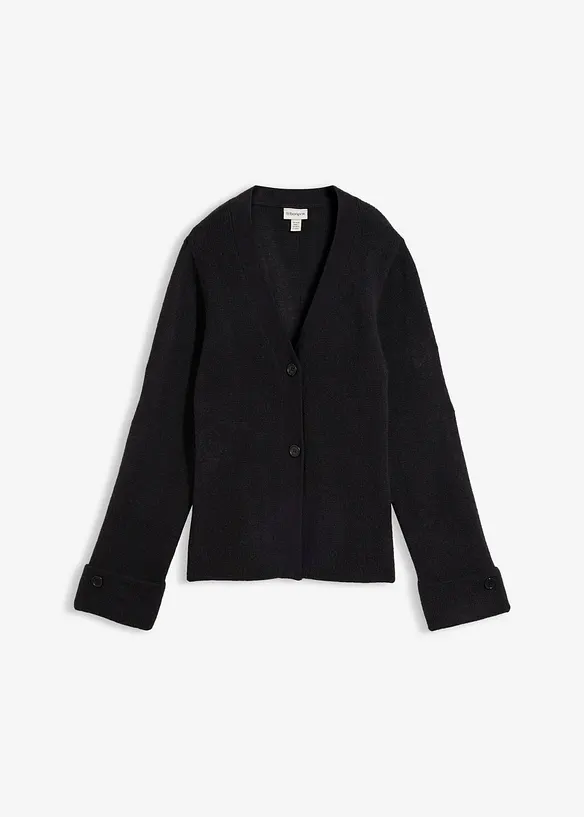 Finstickad cardigan i insv&auml;ngd modell, bonprix