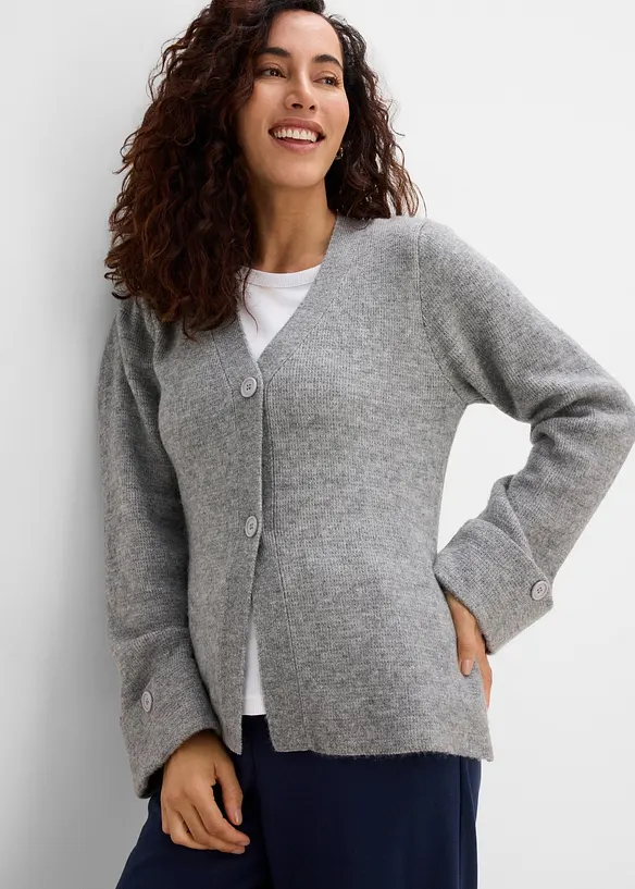 Finstickad cardigan i insv&auml;ngd modell, bonprix