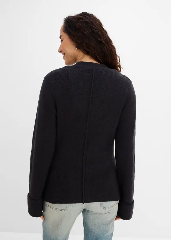 Finstickad cardigan i insv&auml;ngd modell, bonprix
