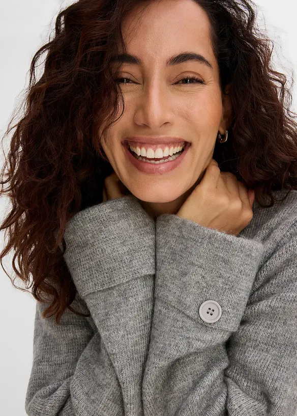 Finstickad cardigan i insv&auml;ngd modell, bonprix