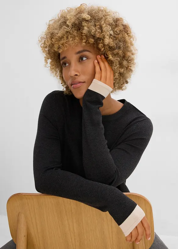 Finstickad cardigan med viskos, bonprix