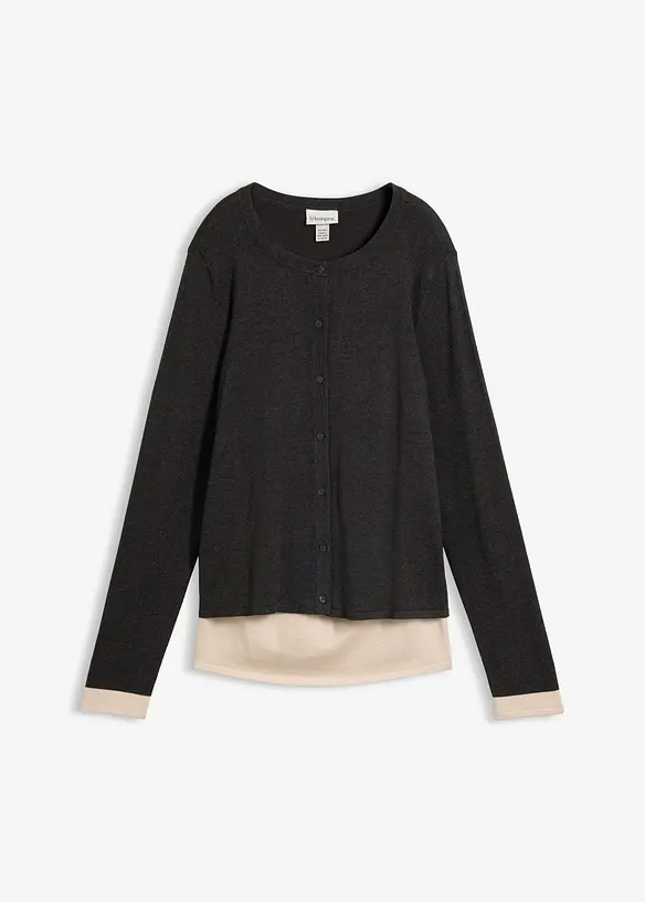 Finstickad cardigan med viskos, bonprix