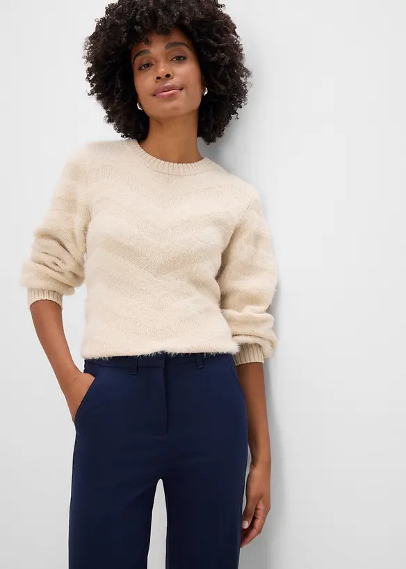 Byxa i materialmix med yllelook, bonprix