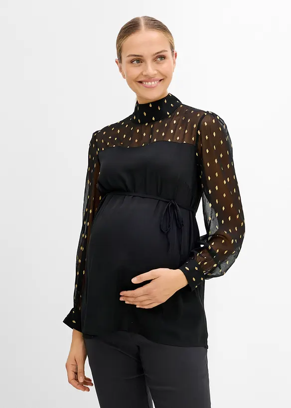 Festfin mammablus med transparenta &auml;rmar, bonprix