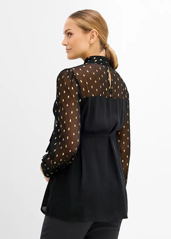 Festfin mammablus med transparenta &auml;rmar, bonprix