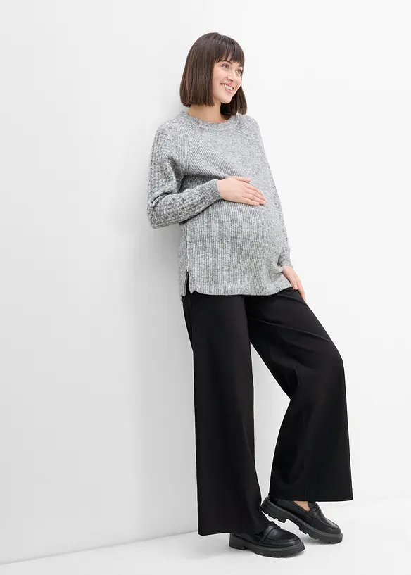 Elastisk mammabyxa med pressveck, Wide Leg, bonprix