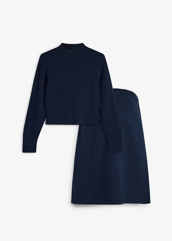 Stickat mammaset med tr&ouml;ja och kjol i ekologisk bomull (2 delar), bonprix