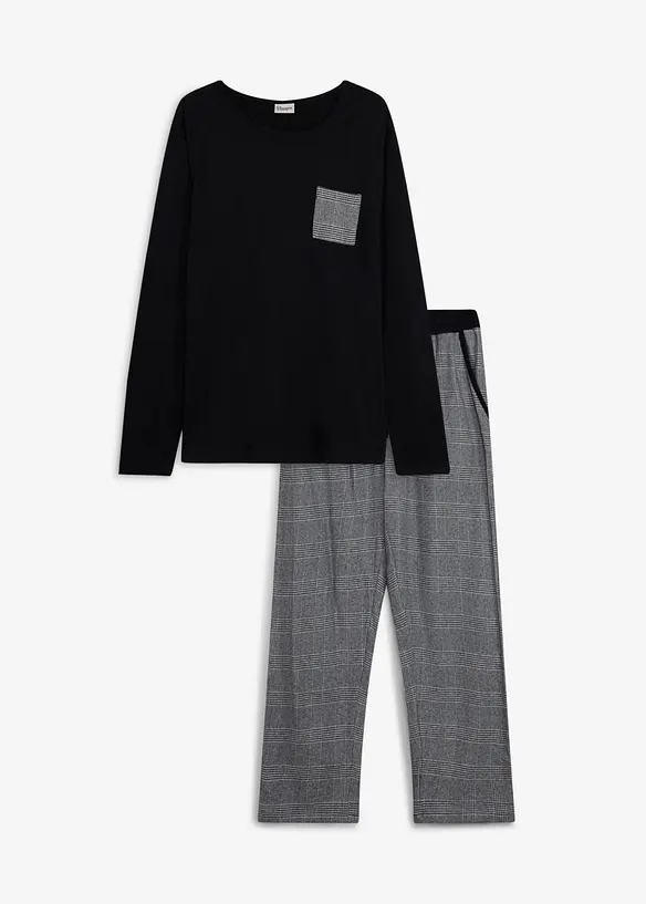 Pyjamas med flanellbyxa, bonprix