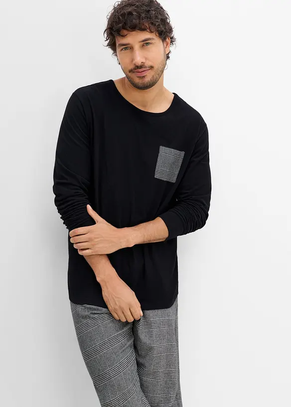 Pyjamas med flanellbyxa, bonprix