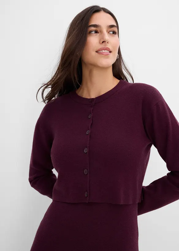 Stickad kl&auml;nning och cardigan (2 delar), bonprix