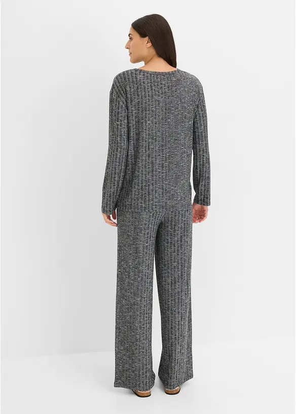 Ribbstickad byxa och topp, bonprix