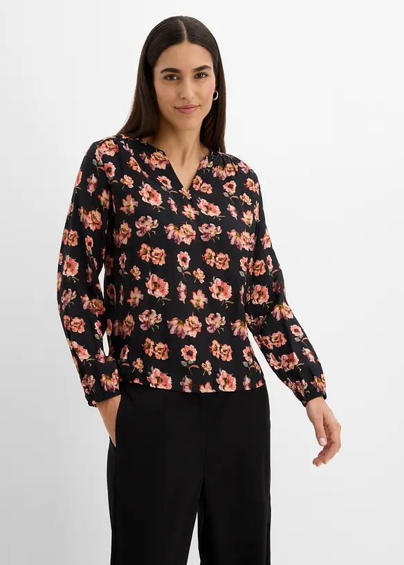 Blus i f&ouml;ljsam viskosmix, bonprix