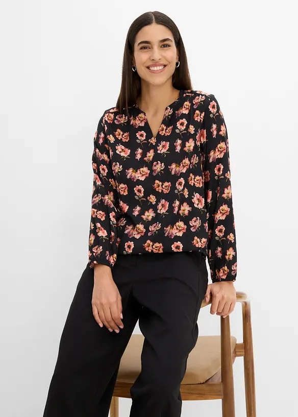 Blus i f&ouml;ljsam viskosmix, bonprix
