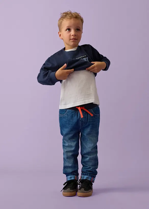 Fodrade jeans fr&aring;n Lurchi i Regular Fit med jesrseyfoder, Straight, Lurchi