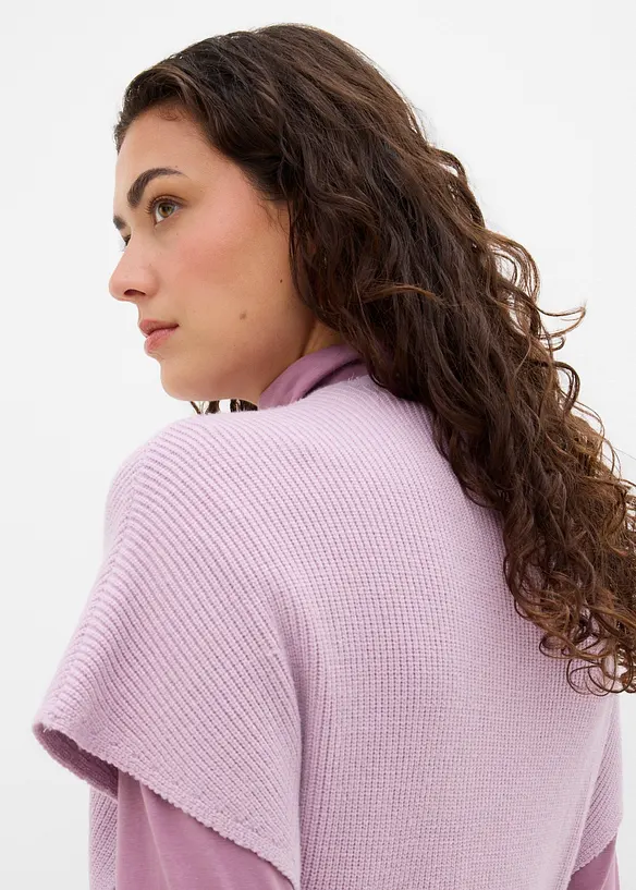 Ribbstickad cape av mjuk yllemix, bonprix