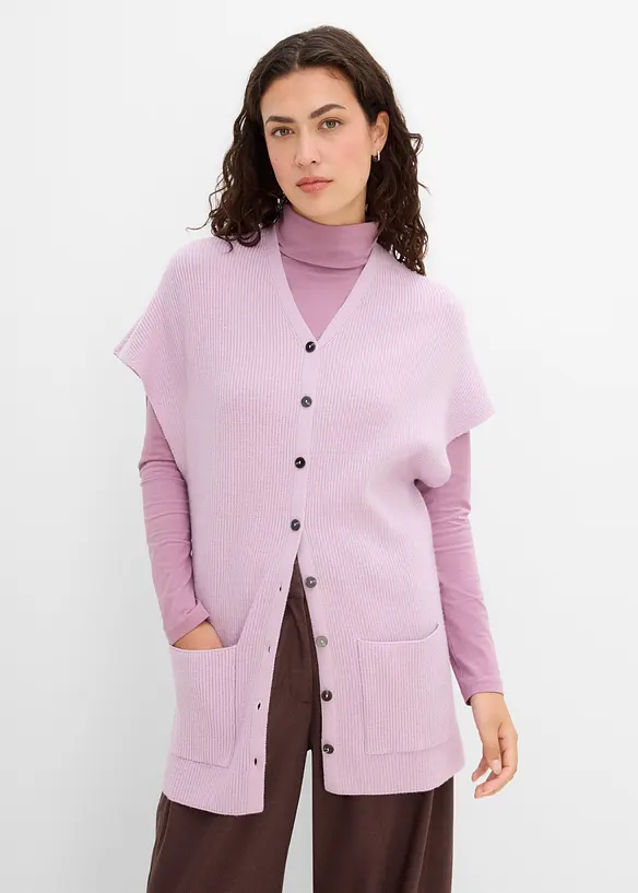 Ribbstickad cape av mjuk yllemix, bonprix