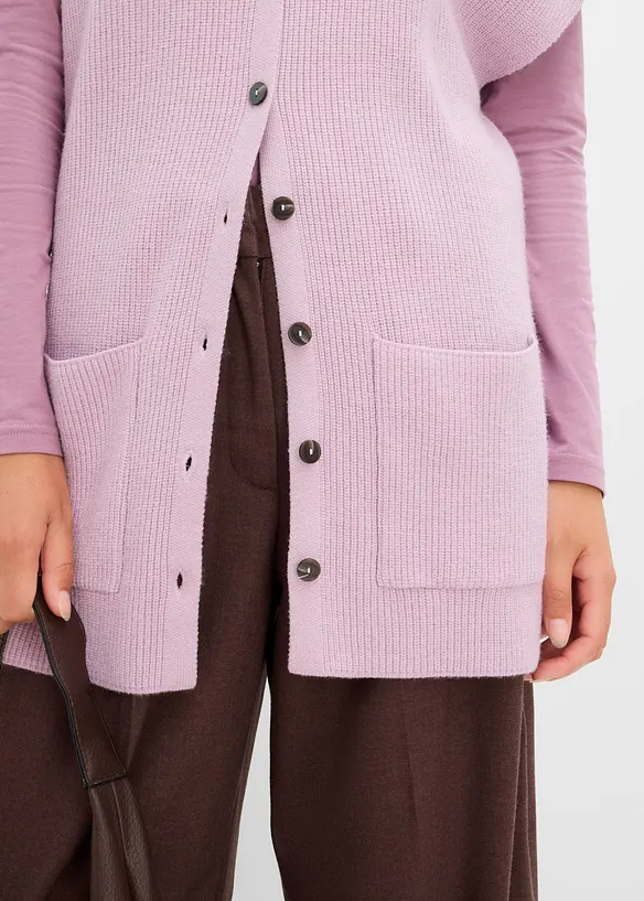 Ribbstickad cape av mjuk yllemix, bonprix