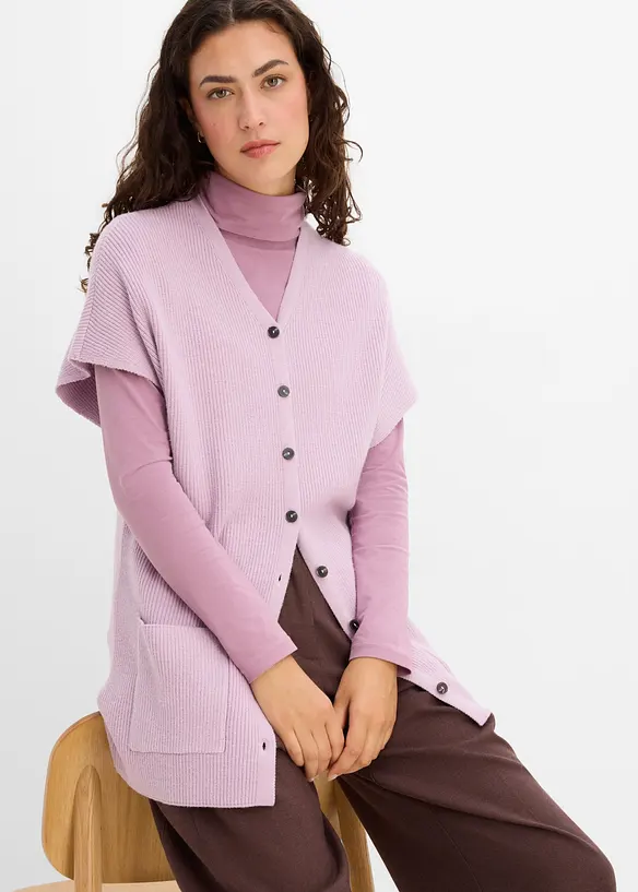 Ribbstickad cape av mjuk yllemix, bonprix