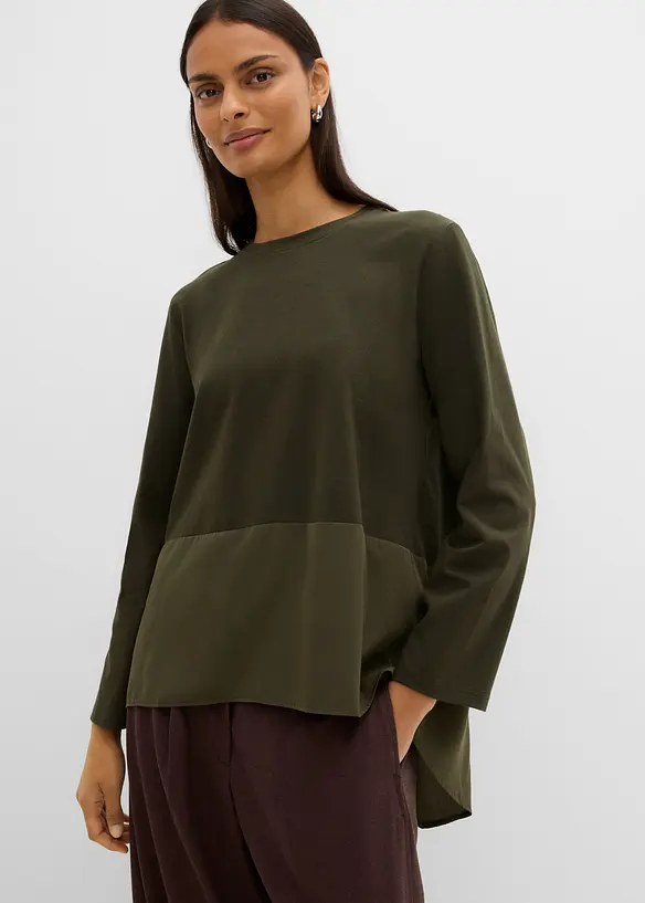 L&aring;ng&auml;rmad topp av materialmix, bonprix