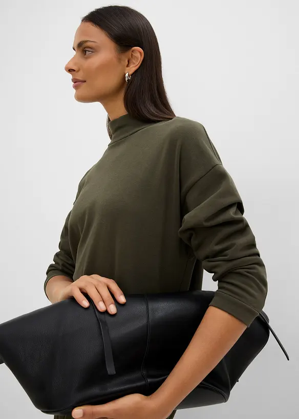 Sweatshirt med fladdermus&auml;rmar, av materialmix med ekologisk bomull, bonprix